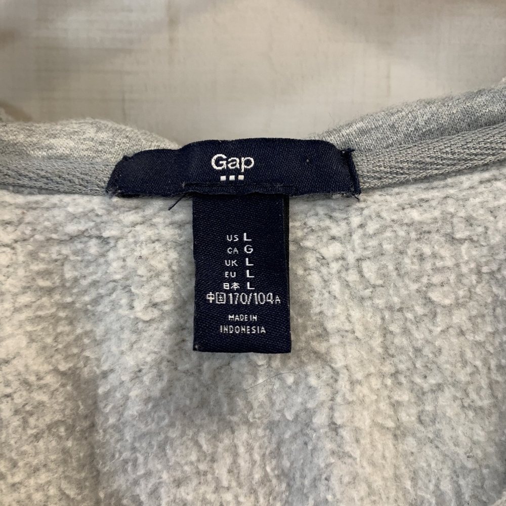Gap Grey Zip Up Hoodie Sweatshirt Aqua Blue Logo - Picture 3 of 3